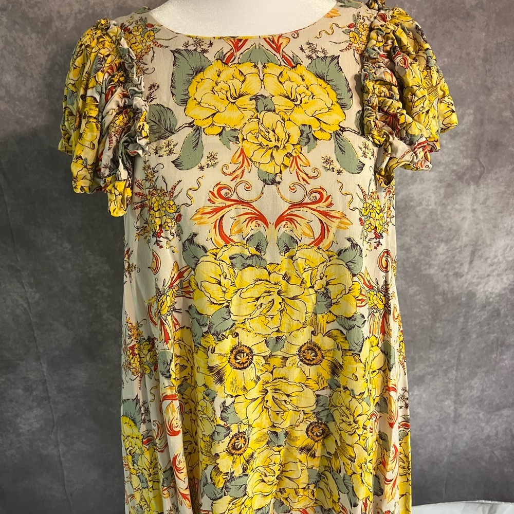 Free People Floral Yellow Short Dress XS